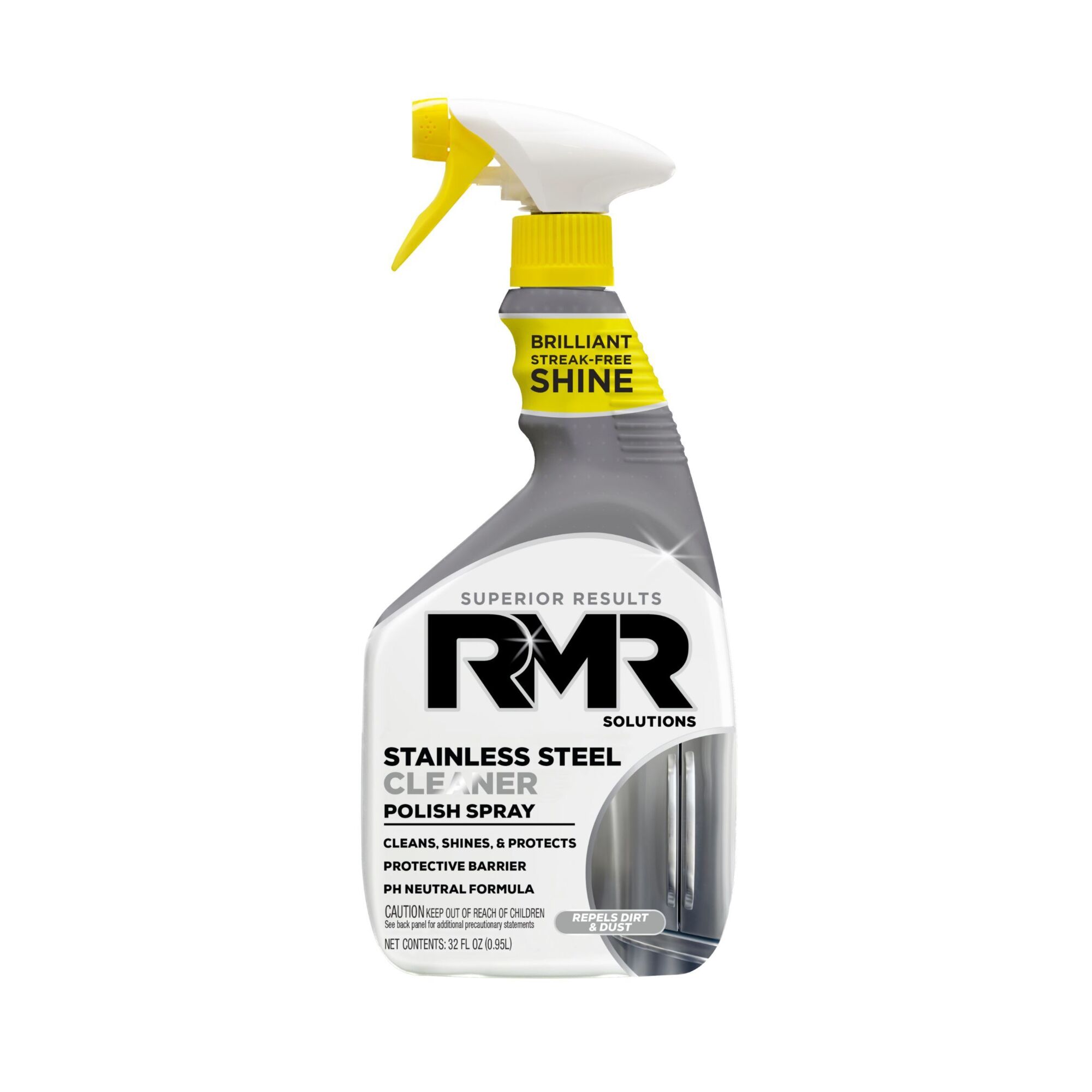 RMR Stainless Steel Cleaner & Polish — 32 Oz., Spray, Streak-Free Shine, Smudge Protection, Model# RMRSSC32